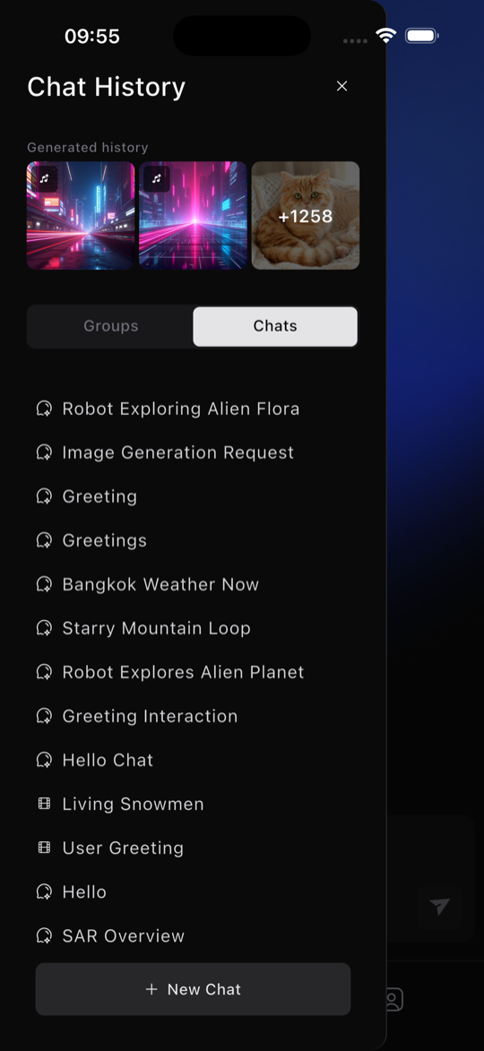 Chat history with generated images