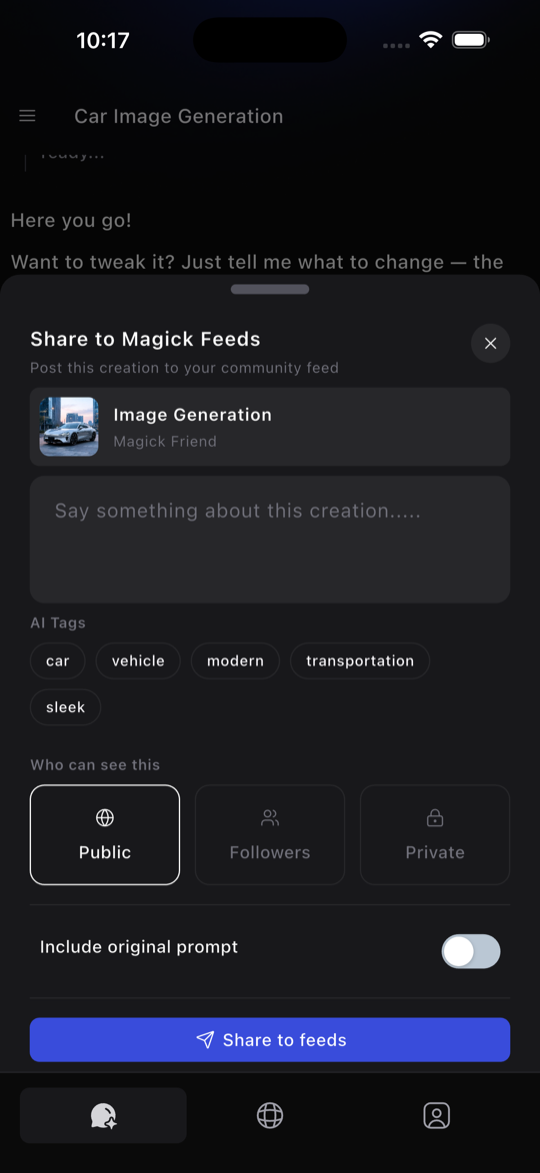 Share sheet with AI tags and privacy controls
