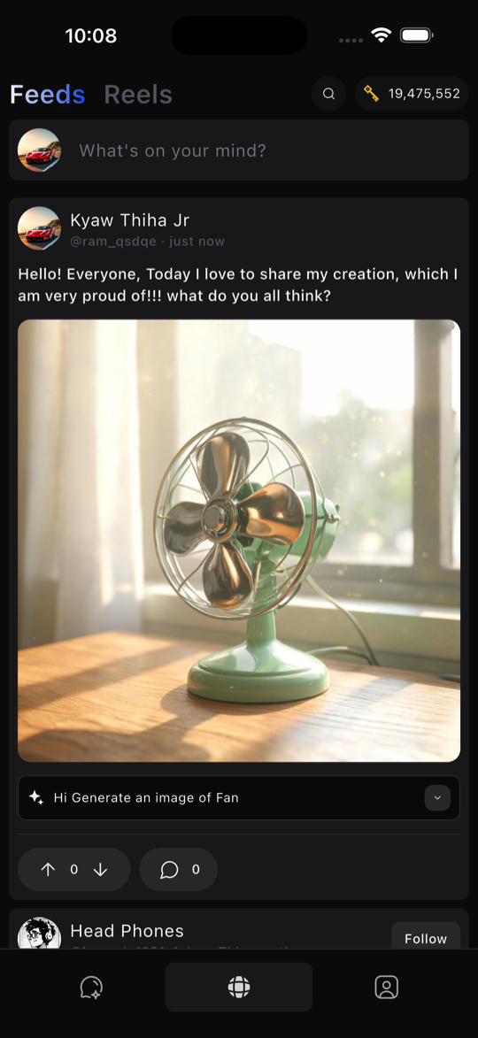 Community feed of shared creations