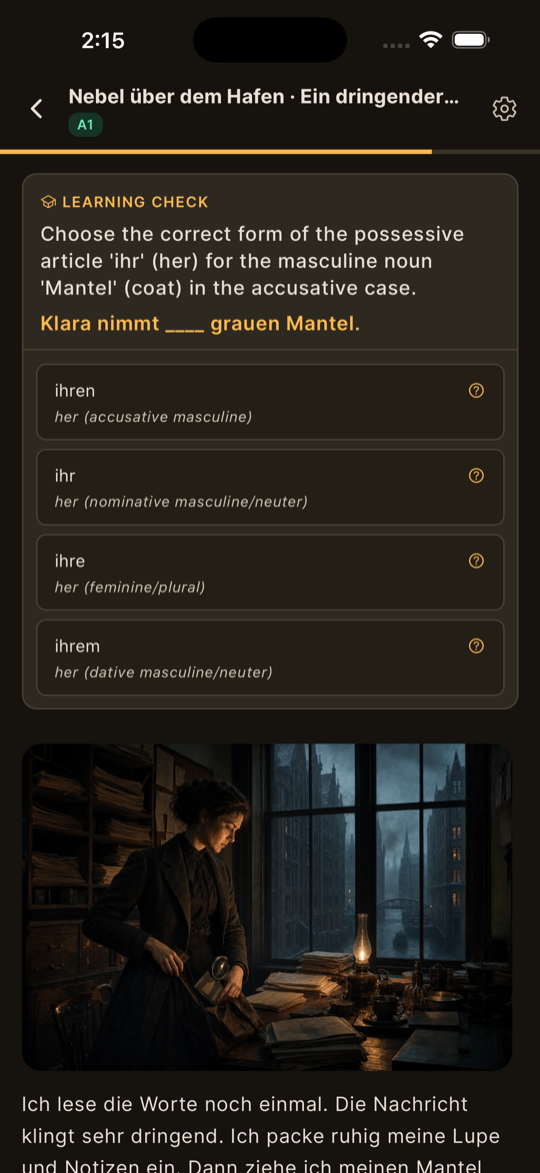 Comprehension check mid-story